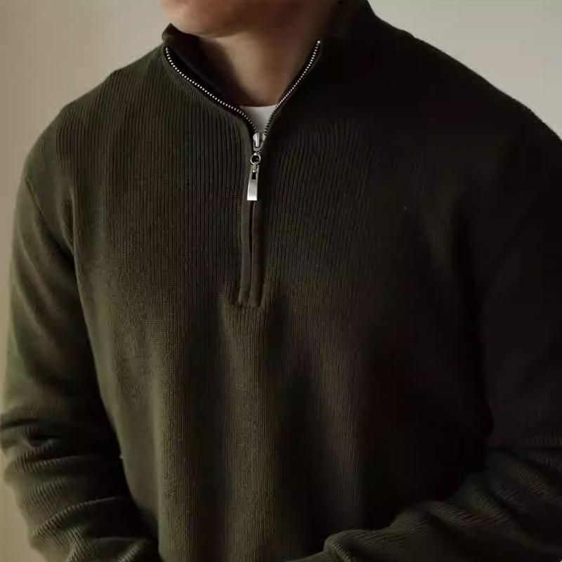 Men's Solid High Collar Long Sleeve Loose Sweater 04503017Z