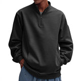 Men's Casual Solid Color Half Zip Loose Pullover Sweatshirt 76043646M