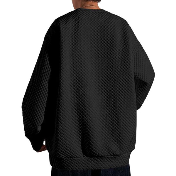 Men's Classic Crew Neck Waffle Long Sleeve Sweatshirt 32867439F