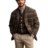 Men's Check Notched Lapel Button Jacket 03911191U