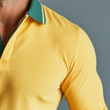 Men's Casual Yellow Long Sleeve Polo Shirt 00964637F