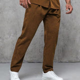 Men's Classic Retro Casual Light Suede Elastic Waist Casual Pants 41244251K