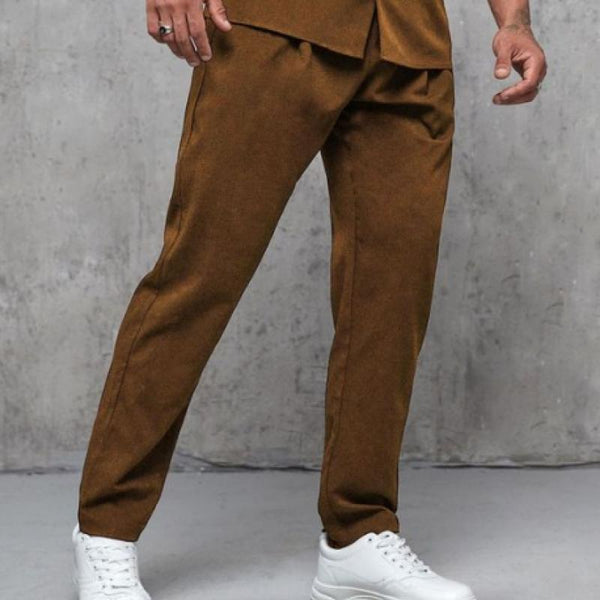 Men's Classic Retro Casual Light Suede Elastic Waist Casual Pants 41244251K