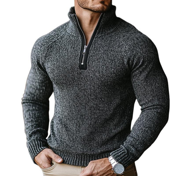 Men's Retro Casual Heathered Zipper Sweater 10521880TO