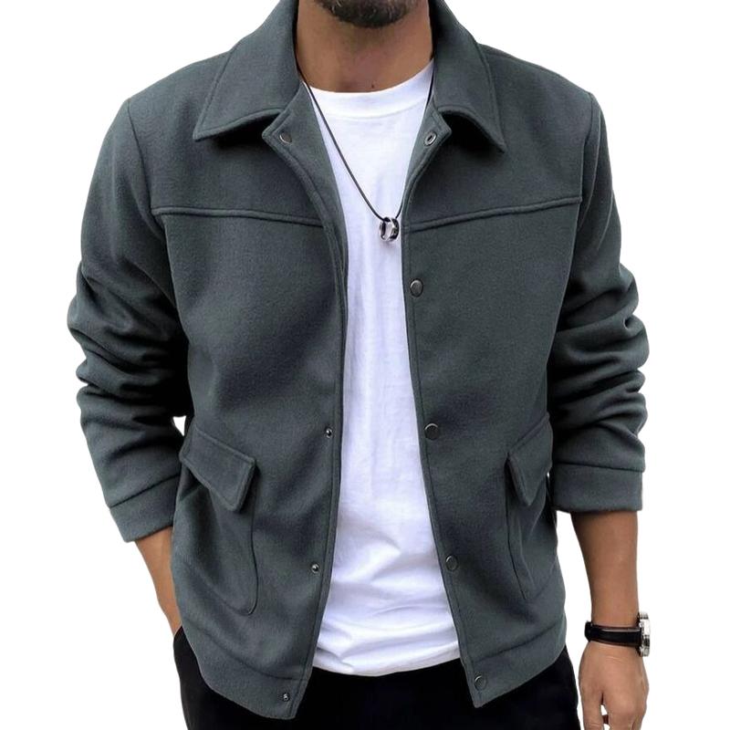 Men's Casual Wool Blend Lapel Single-breasted Loose Jacket 43221973M