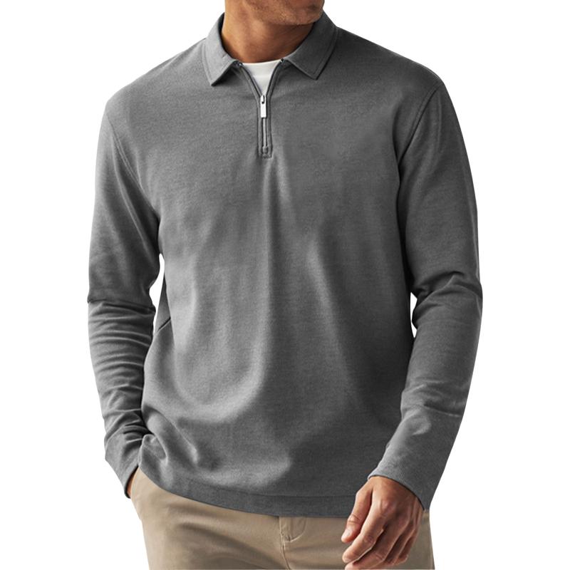 Men's Solid Color Zip-Up Collar Sweatshirt 94700179Y