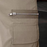 Men's Solid Multi-pocket Zipper Elastic Waist Cargo Pants 89152531Z