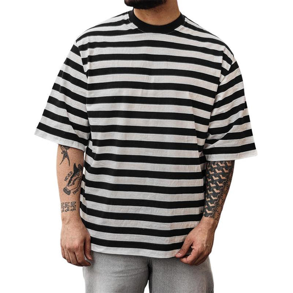 Men's Striped Round Neck Short Sleeve Casual T-Shirt 51489228X