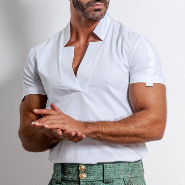 Men's Irregular Collar Short Sleeve Casual Shirt 12063737Z