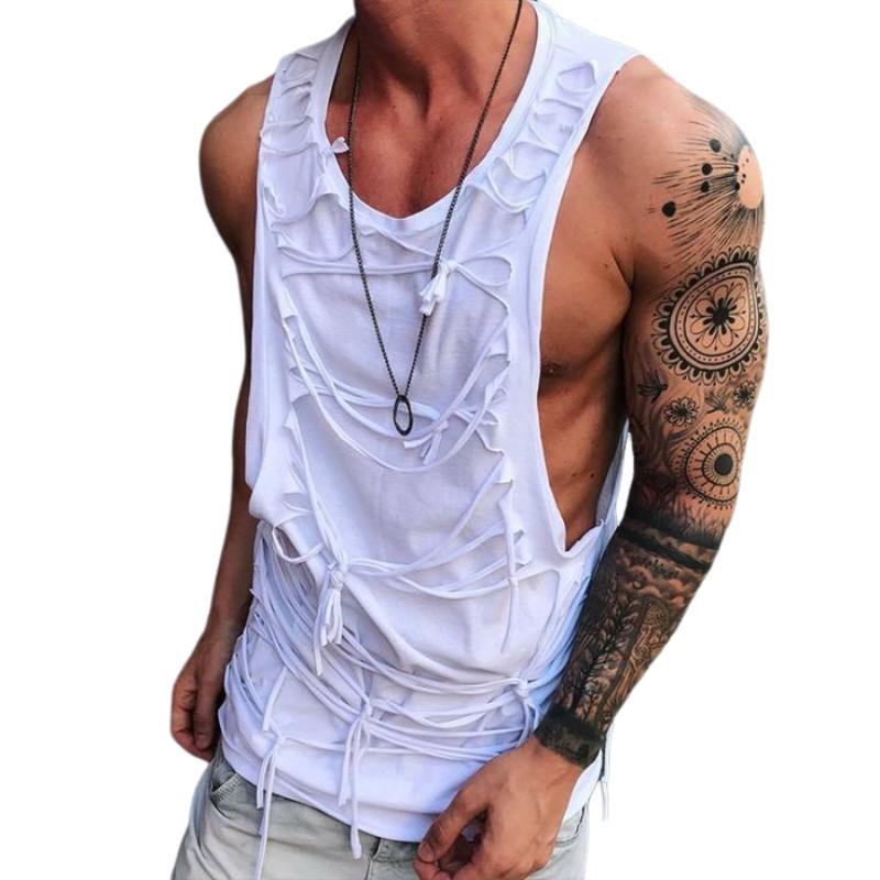 【Envío en 24 horas】Camiseta sin mangas informal con cuello redondo para hombre 04486224TO