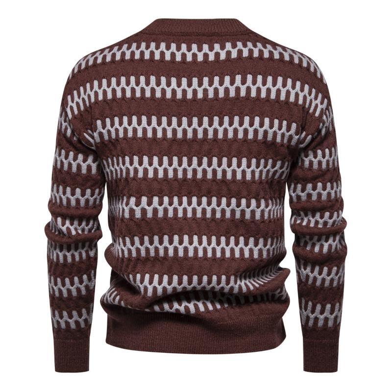 Men's Warm Pullover Striped Knitted Sweater 06249609F