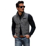 Men's Casual Stand Collar Houndstooth Single Breasted Vest 78854237M