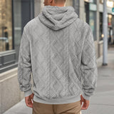 Men's Solid Color Jacquard Plush Warm Hooded Sweatshirt 89594811Y