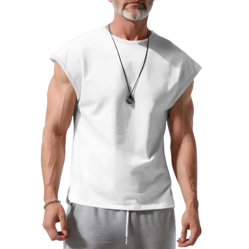 Men's Casual Cotton Blend Crew Neck Loose Tank Top 23771862M