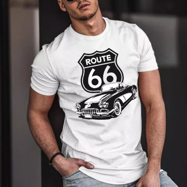 Men's Casual Route 66 Crew Neck Short Sleeve T-Shirt 40530587TO