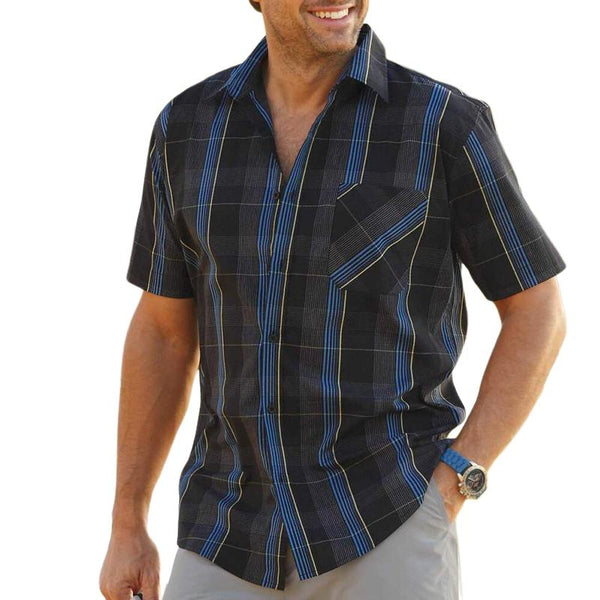 Men's Check Print Pocket Short Sleeve Shirt 58547257Y