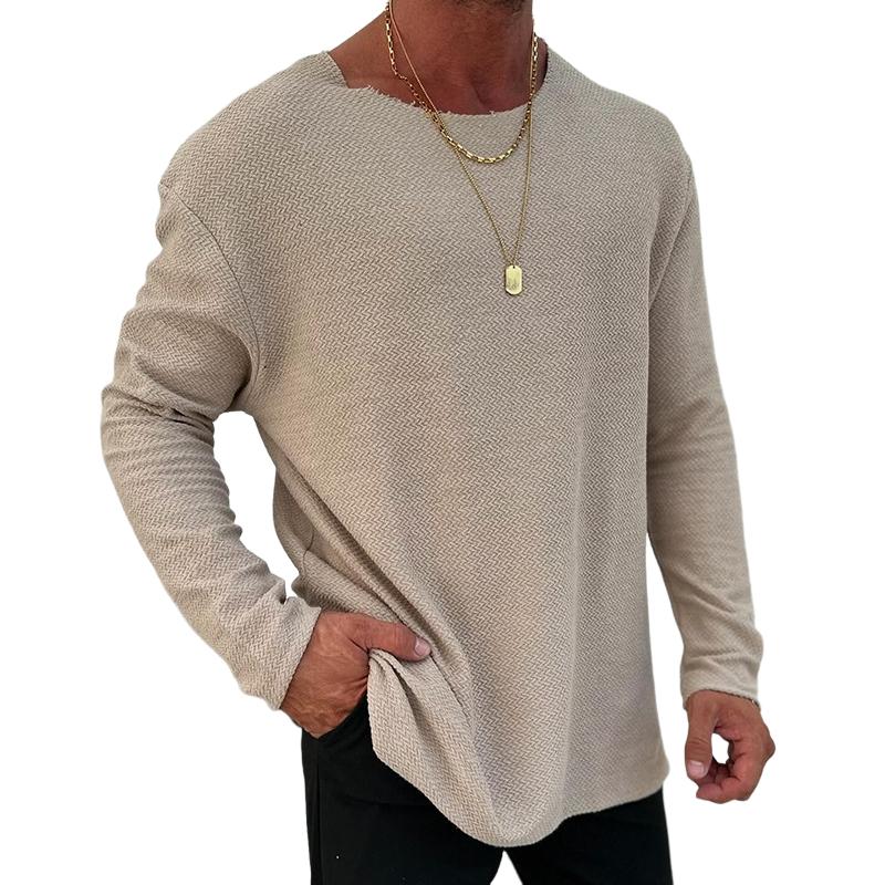 Men's Retro Casual Printed Round Neck Long Sleeve T-Shirt 84995635TO