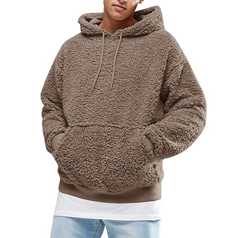 Men's Casual Solid Color Fleece Long-Sleeved Hoodie 83899499M