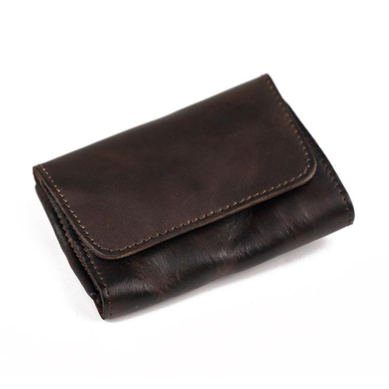 Men's Retro Distressed Washed Vegetable Tanned Cowhide Wallet 62091479M