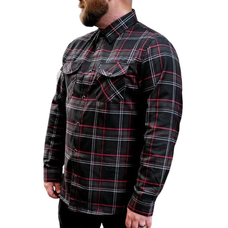 Men's Casual Lapel Long-sleeved Plaid Shirt 64779988F