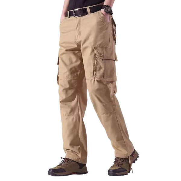 Men's Solid Color Cotton Multi-pocket Straight Cargo Pants 47376174Z