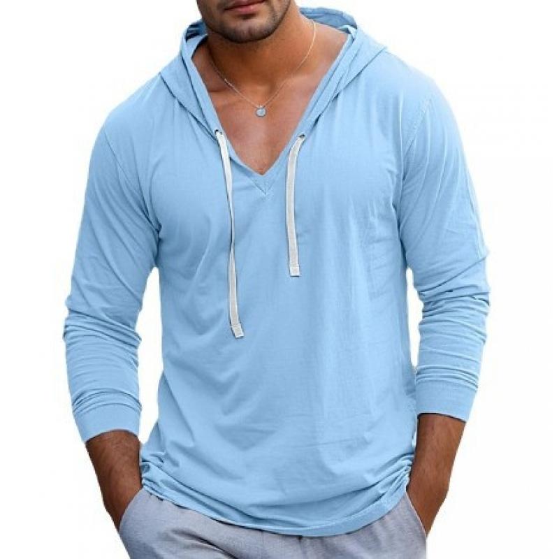 Men's Casual Hooded Cotton Blended Slim Fit Long Sleeve T-Shirt 80581802M