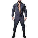 Men's Classic Casual Workwear Multi-Pocket Long Sleeve Jumpsuit 32860257K