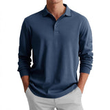 Men's Solid Color Button-Down Lapel Long-Sleeved Polo Shirt 37072230Y