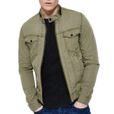 Men's Vintage Washed Denim Zip-Up Jacket 20823774U