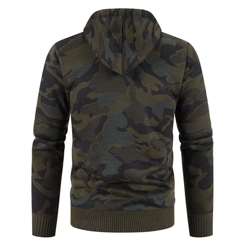 Men's Casual Warm Camouflage Knit Hooded Jacket　94669897F