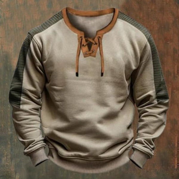 Men's Colorblock Tie Crew Neck Sweatshirt 39253584Y