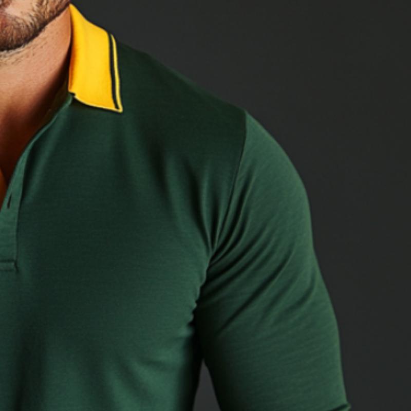 Men's Dark Green Long Sleeve Polo Shirt 10975158F