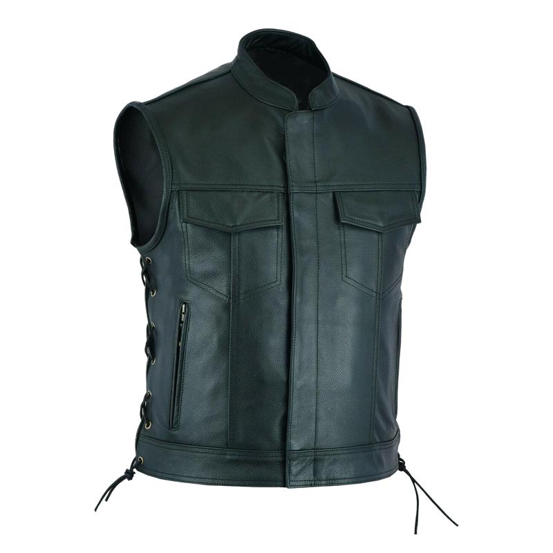 Men's Classic Stand Collar Zipper Leather Vest 99998596F