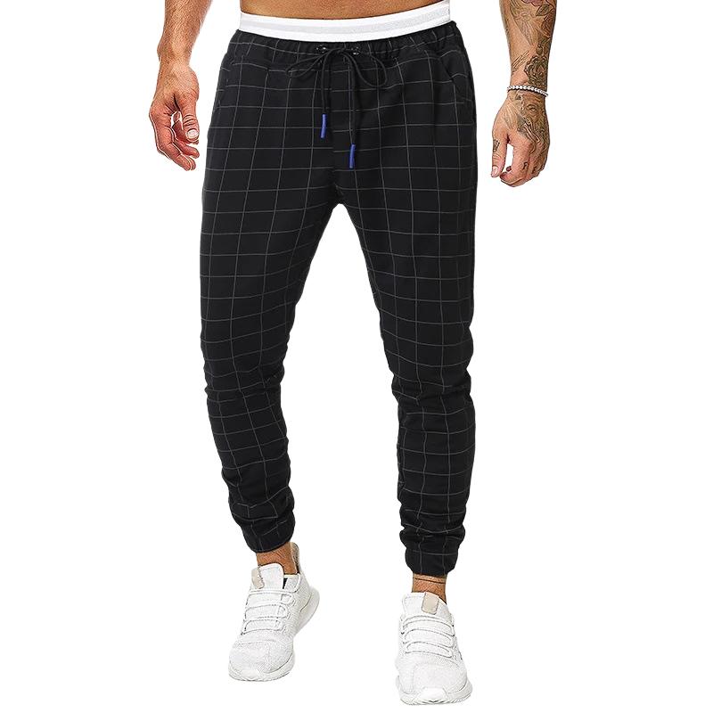 Men's Retro Casual Plaid Print Drawstring Sports Pants 23829942TO