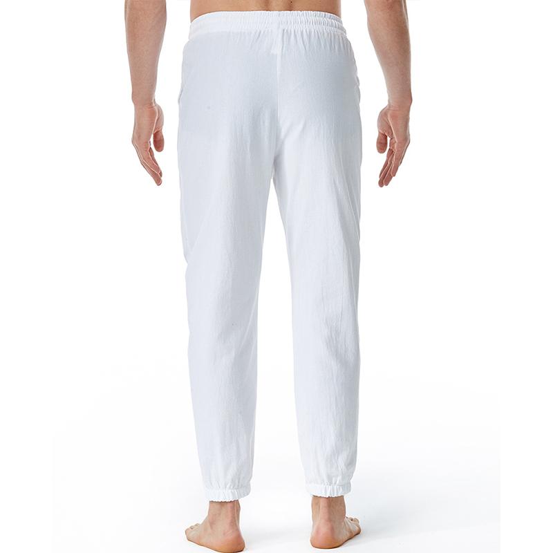 Men's Cotton Linen Drawstring Elastic Waist Casual Jogging Yoga Pants 56549139Z