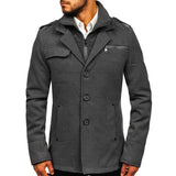 Men's Solid Double Layer Collar Single Breasted Casual Coat 74589024Z
