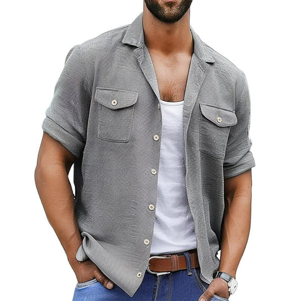 Men's Casual Pocket Lapel Shirt Jacket 81472289TO