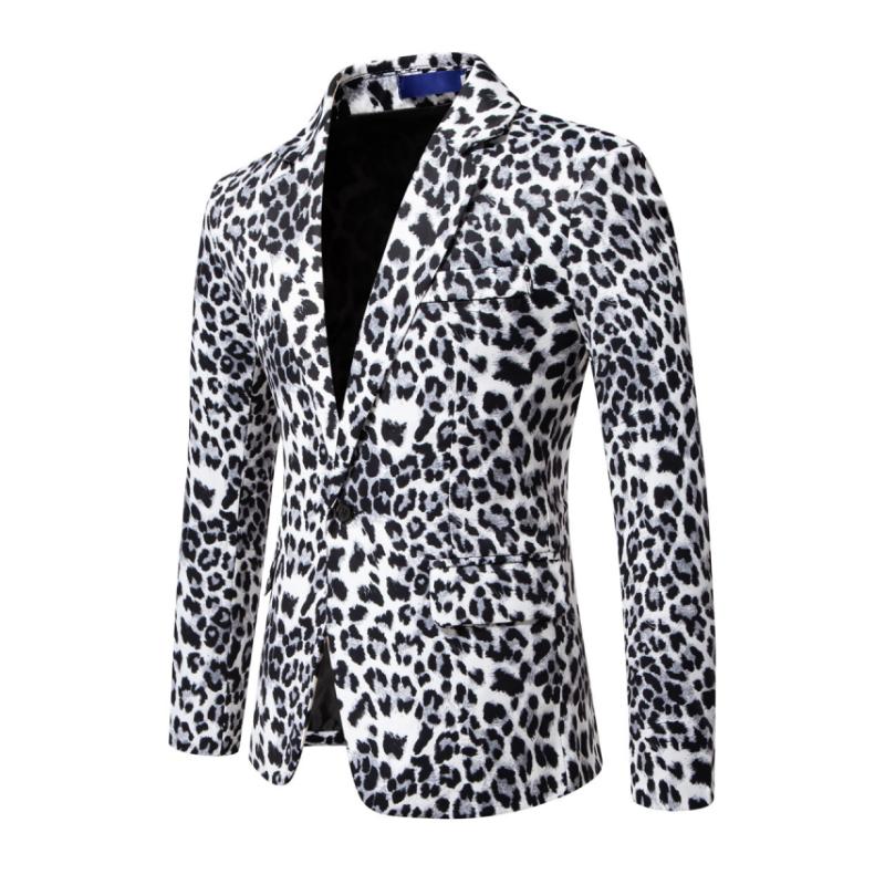 Men's Fashion Leopard Print Single-Breasted Slim Fit Blazer 42140098M