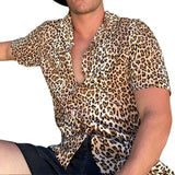 Men's Casual Vintage Beach Leopard Lapel Shirt 80376818TO