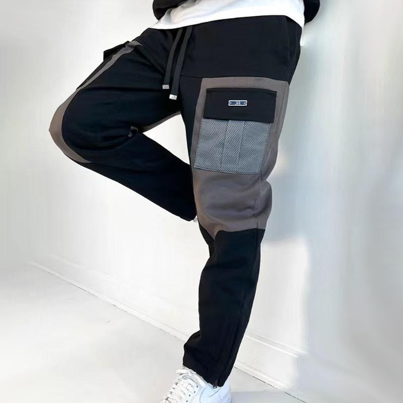 Men's Fashion Colorblock Multi-pocket Elastic Waist Cargo Pants 15484417Z