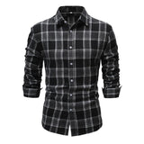 Men's Casual Brushed Plaid Long Sleeve Shirt 61107633Y