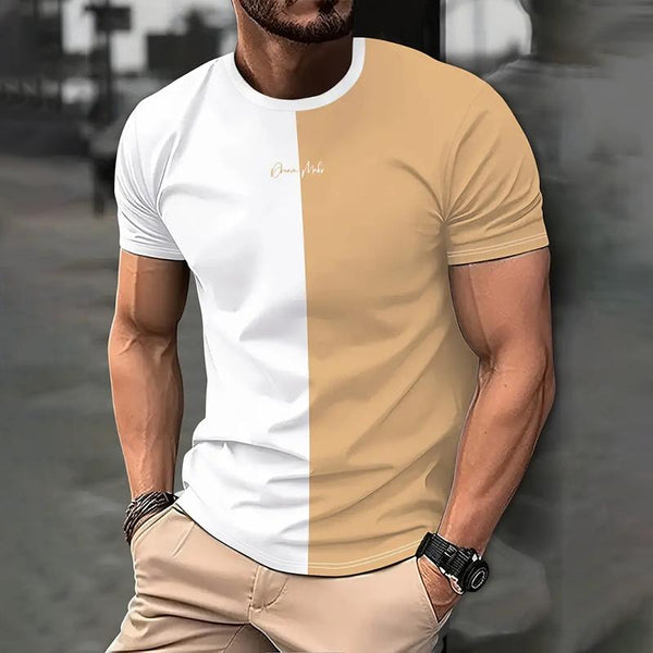 Men's Colorblock Round Neck Short Sleeve T-shirt 95103209Z