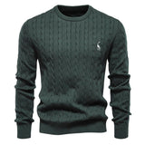 Men's Deer Embroidery Solid Color Crew Neck Sweater 48611583Y