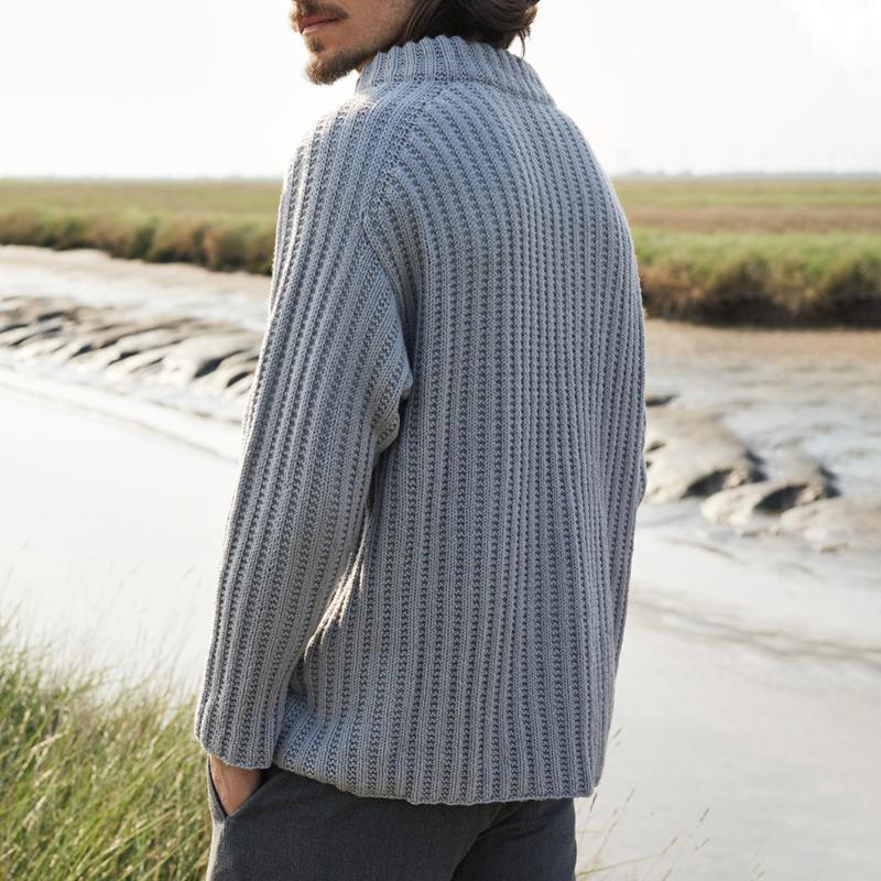 Men's Solid Short High Collar Long Sleeve Casual Sweater 36673860Z