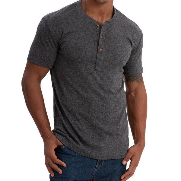 Men's Casual Solid Color Henley Neck Short Sleeve T-Shirt 91874710Y