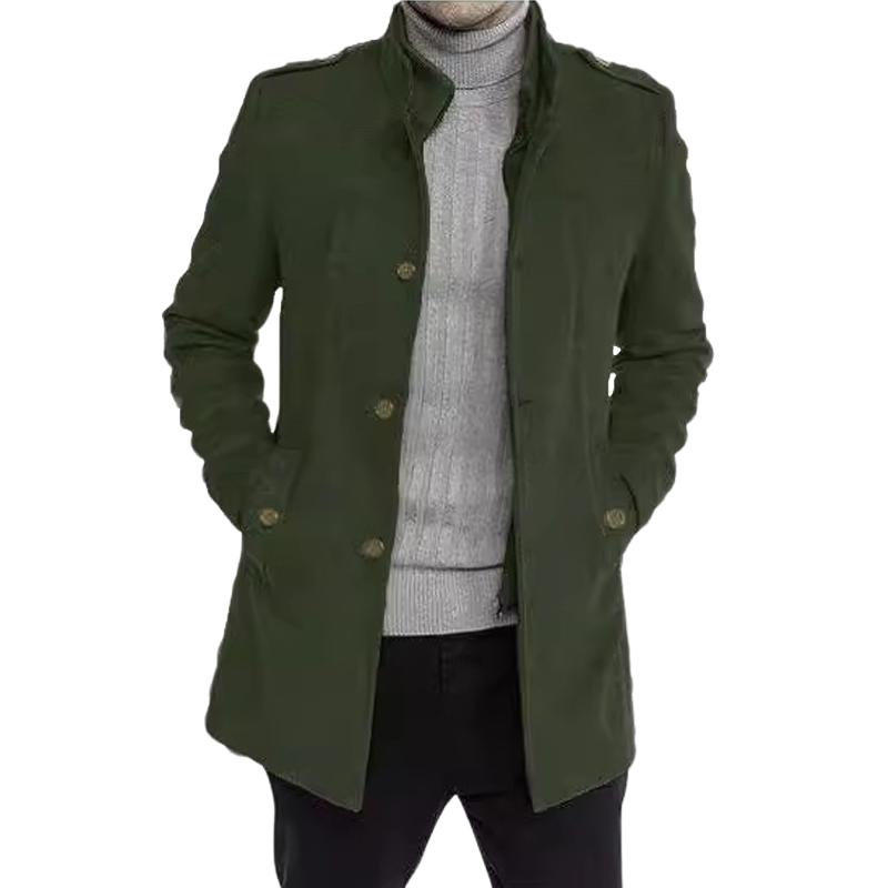 Men's Stand Collar Solid Color Zipper Jacket Fake Two-Piece Coat 49443172X