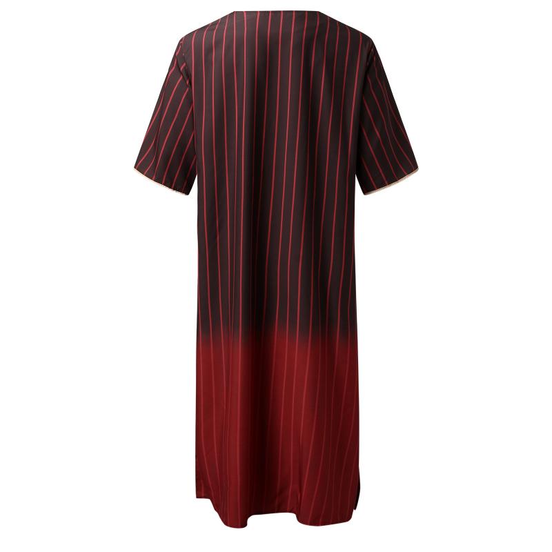 Men's V Neck Gradient Striped Loose Long Robe 82362204Z