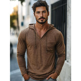 Men's Casual Drawstring Hood Slim Fit Long Sleeve T-Shirt 72011205Y