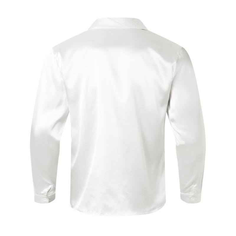 Men's Sexy Drape Pleated Irregular Placket Loose Long-sleeved Shirt 91521635M