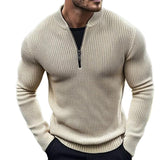 Men's Retro Casual Solid Color Zipper Knit Sweater 65890110TO